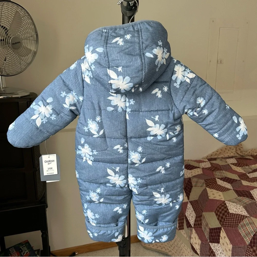 Osh Kosh Floral Bunting Snowsuit One Piece Jacket NWT Baby 3-6 Months